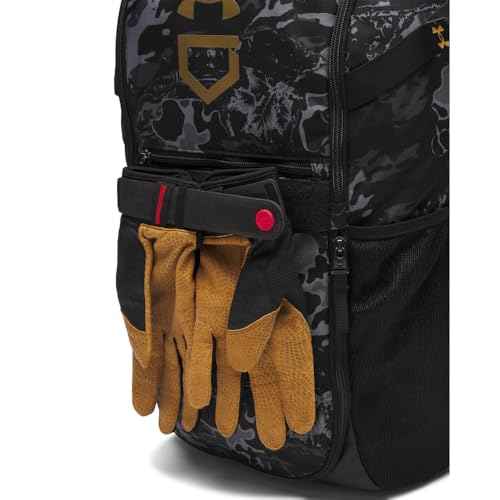 Under Armour Unisex Utility Baseball Backpack Print, (005) Black / / Metallic Gold, One Size Fits All