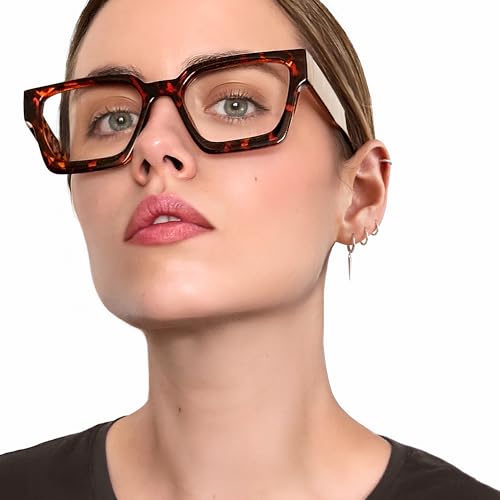 livho Oversized Blue Light Blocking Glasses for Woman and Men - Rectangle Fashion Glasses for Computer, Chic Preppy Frame
