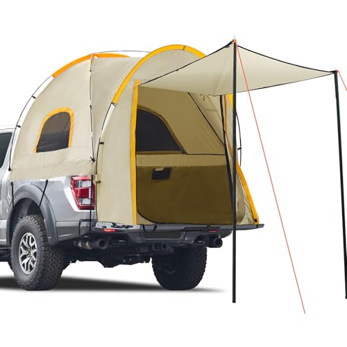 Pickup Truck Tent with Awning Shade,Waterproof PU5000mm Oxford for 5.5-6.3 FT Truck Bed for Camping Travel Outdoor Activit...