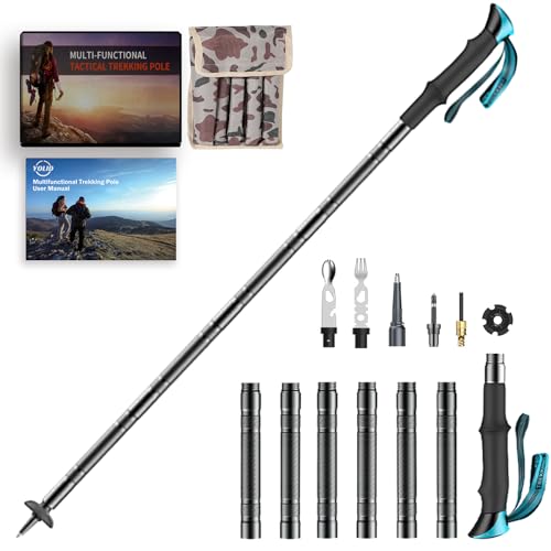 Tactical Walking Stick,Prime 15-in-1 Hiking Pole, Adjustable Multipurpose Tactical Hiking Stick for Men Women Outdoor Adve...