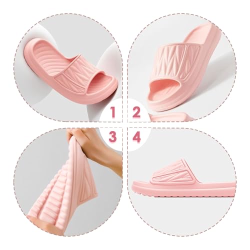 Non Slip Shower Sandals for Men Women Quick Dry Open Toe House Slides Unisex Bathroom Slippers for Indoor Outdoor Beach Tr...