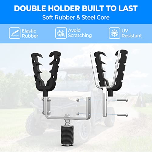 KEMIMOTO UTV Tool Rack, Hunting Tool Holder Rack Tool Mount Compatible with Polaris Ranger & General, Bow Holder Grips with Rubber Snubbers
