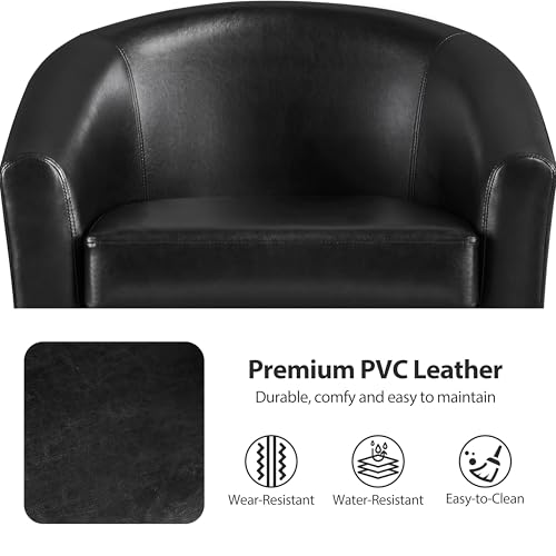 Yaheetech Barrel Chairs Set of 2, Faux Leather Club Armchairs, PU Leather Accent Chairs with Soft Padded Seat for Living R...