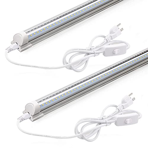 Barrina LED Shop Light 2FT, 20W 3000LM 6500K, T8 LED Light Fixture, Clear Cover, Ceiling and Utility Linkable Tube Lights ...