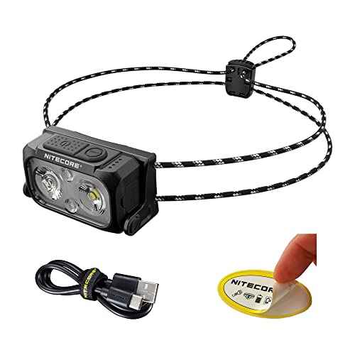Nitecore NU21 Running Headlamp, 360 Lumen Ultralight USB Rechargeable with White and Red LEDs and a Sticker (Black)