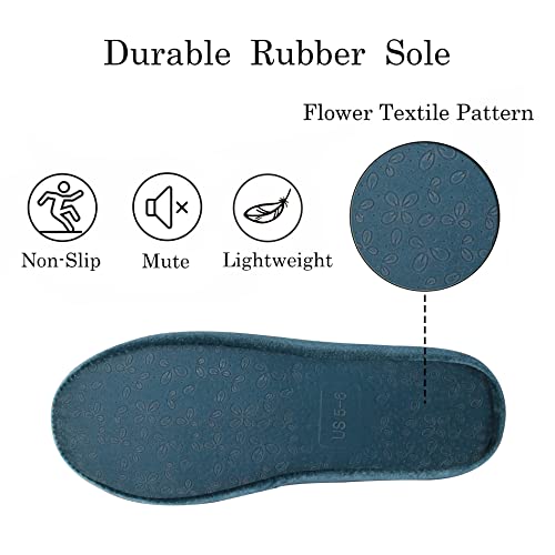 GRITHEIM Women's Fuzzy Pom Pom Velvet Memory Foam House Slippers Ladies Cozy Chenille Knit Bedroom Slippers Non-slip Sole ...
