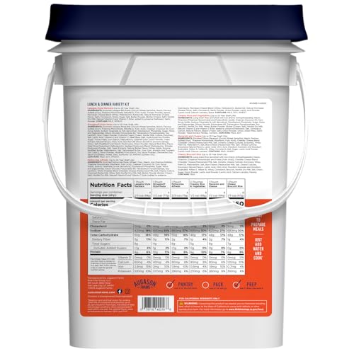 Lunch & Dinner Variety Kit Emergency Food Supply, 113 Servings, 25 Year Shelf Life - Dehydrated Meals, Survival Food Campi...