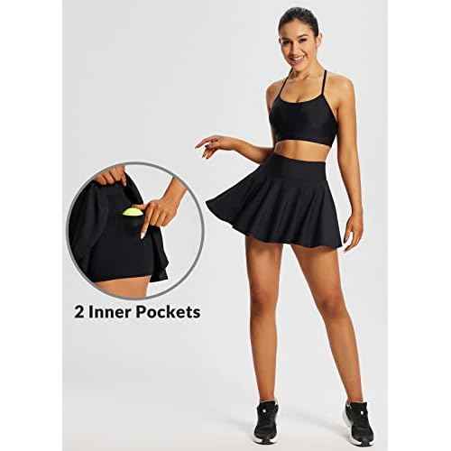 baleaf Women's Tennis Skirts High Waisted Tummy Control Pleated Athletic Golf Skorts Skirts for Running with 2 Pockets