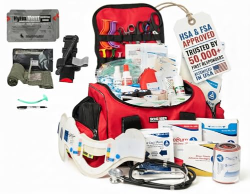 Scherber Fully-Stocked First Responder Bag | Professional EMT/EMS Trauma & Bleeding Medical Kit | HSA/FSA Approved | CAT T...
