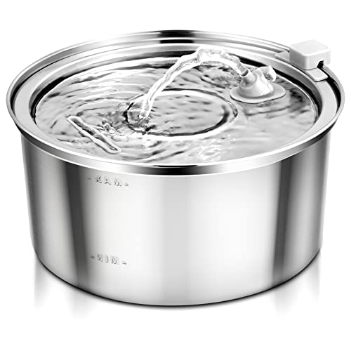 Automatic Stainless Steel Cat Water Fountain for Multi Pet Households, 3.2L/108oz, Large Capacity Dog Water Dispenser with...