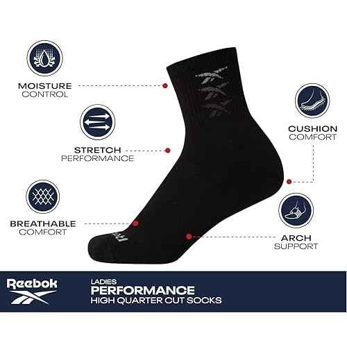 Reebok Women's Socks - Cushion High Quarter Cut Socks (6 Pack)