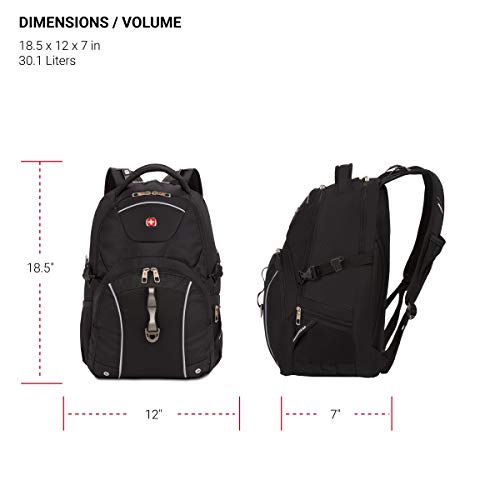 SwissGear 3258 Laptop Backpack, Fits Most 17 Inch Laptops, Secure Computer Sleeve for Travel, Work, School, Men's and Wome...