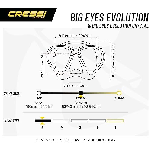 Cressi Adult High-End Scuba Diving Mask, Made in the Revolutionary Crystal Silicone - Big Eyes Evolution Crystal: Made in Italy