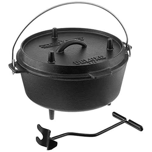 Camp Chef DO10-6 Quart Dutch Oven Pre-Seasoned Cast Iron with Lift Tool and Lid