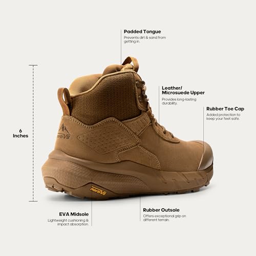 NORTIV 8 Men's Waterproof Military Tactical Work Boots Leather Motorcycle Combat Lightweight Non-Slip Hiking Boots for Men...