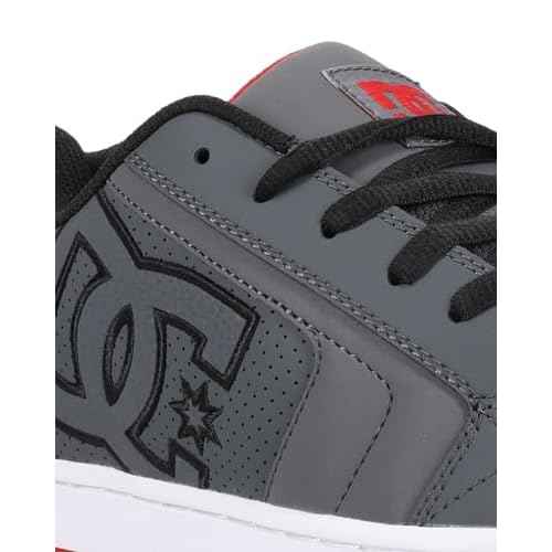 DC Men's Net Skate Shoe, Grey/Black/RED, 9