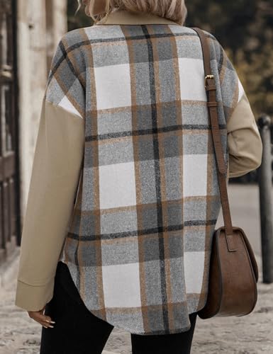 Women's Fashion Plaid Coat with Contrast Collar, Stylish and Versatile for Any Outfit.