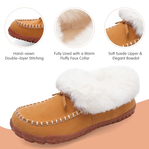 Barerun Womens Moccasin Snow Boots Warm Winter Boots Ankle Boots for Women Outdoor Fur Lined Womens Shoes Slippers
