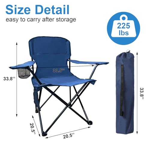 SAILARY Folding Camping Chair with Cup Holder and Cooler Bag, Portable Outdoor Chair for Camping, Fishing, Beach, Picnic, ...