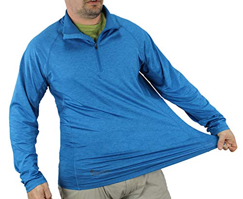 Men's Athletic UPF 50+ Quick Dry Lightweight Long Sleeve Sun Protection Zip Pullover