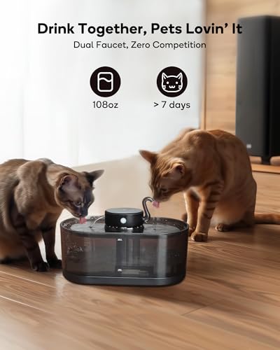 Cat Water Fountain Cordless, 108oz/3.2L Cengcen Wireless Cat Fountains for Drinking, Pet Water Fountains for Cats Indoor, ...