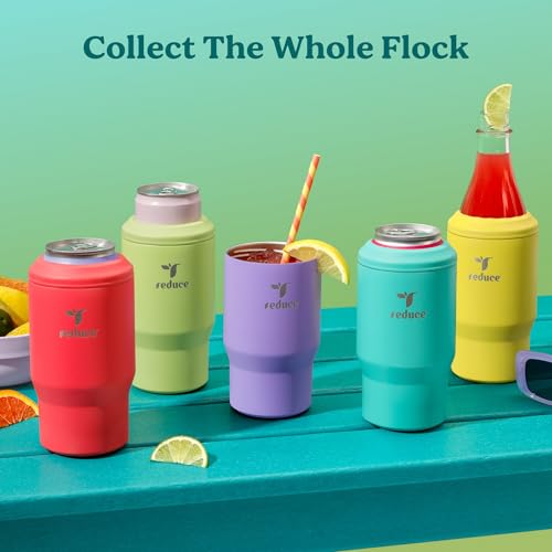 Reduce 4-in-1 Drink Cooler - Versatile Can & Bottle Holder with Vacuum Insulation - Keeps Drinks Cold Up to 4 Hours - Incl...