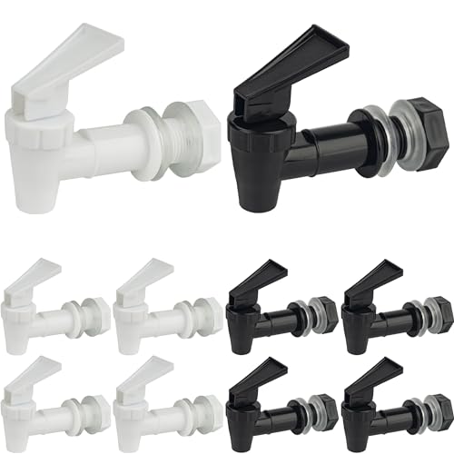 10 Sets Replacement Cooler Faucet, Reusable Plastic Spigot for Beverage Dispenser Parts, Outdoor Faucet Water Jug Spigot T...