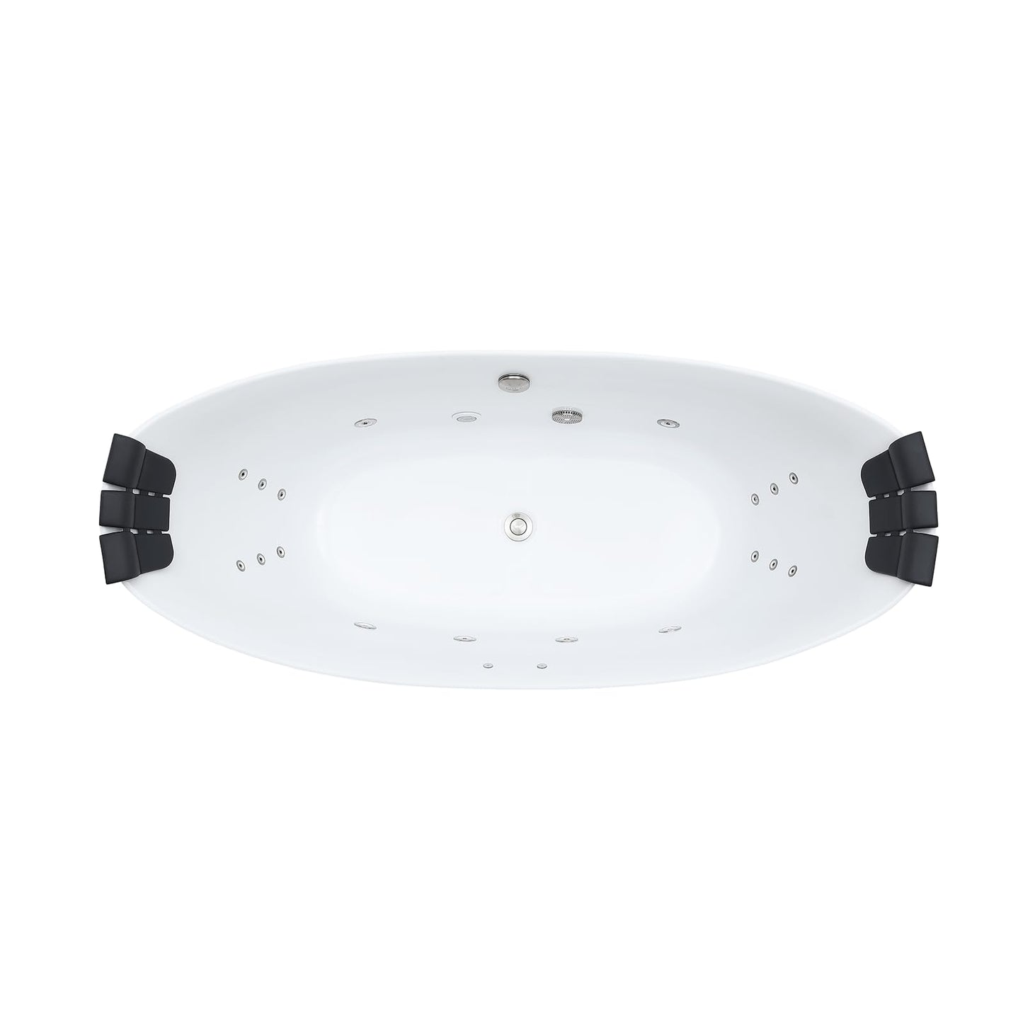 Empava Upgrade Acrylic Whirlpool Bathtub, 67-Inch Freestanding Boat Shaped Jetted Bathtub with Healing Chromotherapy, 18 Hydromassage Jet, Double-Ended Massage Bathtub with Two Black Pillows