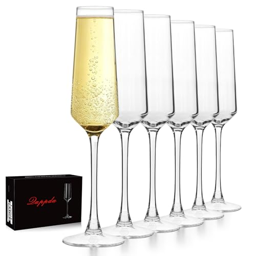 Champagne Flutes 7.5oz, Champagne Glasses Set of 6,Unique Gift for Birthday, Wedding, Anniversary, Wedding Toasting Glasses for Home Bar, Parties