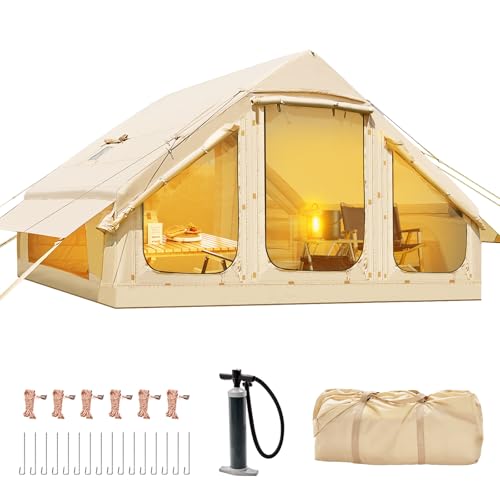 Inflatable Tents for Camping, Large Blow Up Tent with Hand Pump, Easy Setup InflatableTent 4 Season Tent, Waterproof Oxfor...