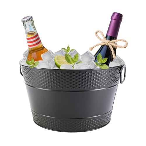 Metal Ice Bucket Galvanized Beverage Tub, Drink Buckets Large Cooler for Wine Beer Champagne Cocktails for Catering, Bars,...