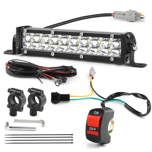 LIGBT Dirt Bike Light Bar White Motorcycle Headlight Kit with ON-Off Switch Universal for 7/8" 22mm Handlebars Pit Dirt Bi...