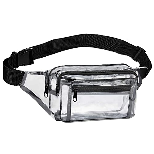 Clear Fanny Pack Stadium Approved Transparent Waist Bag for Women,Fashion Belt Bag Bum Bag for Festival Travel Beach Conce...