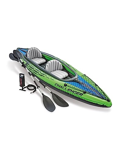 INTEX Challenger Inflatable Kayak Series: Includes Deluxe 86in Kayak Paddles and High-Output Pump – SuperStrong PVC – Adju...