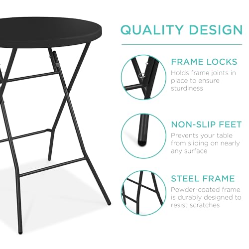 Best Choice Products 32in Bar Height Folding Table, Round Indoor Outdoor Accessory for Patio, Backyard, Dining Room, Event...