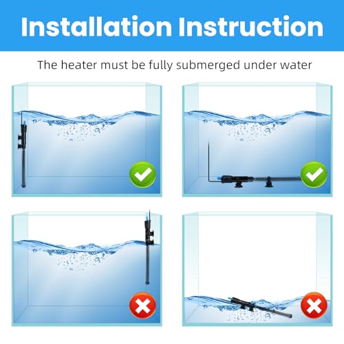 AQUANEAT Aquarium Heater, 25W Fish Tank Heater, Adjustable Submersible Water Thermostat with Thermometer