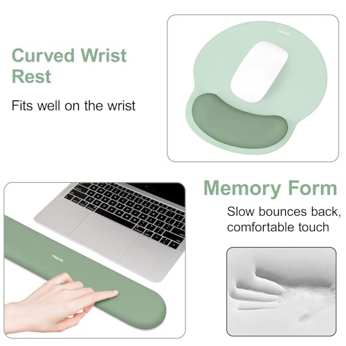 MOSISO Wrist Rest Support for Mouse Pad&Keyboard Set, Circle Curved Ergonomic Mousepad&Coaster Non-Slip Base Home/Office P...