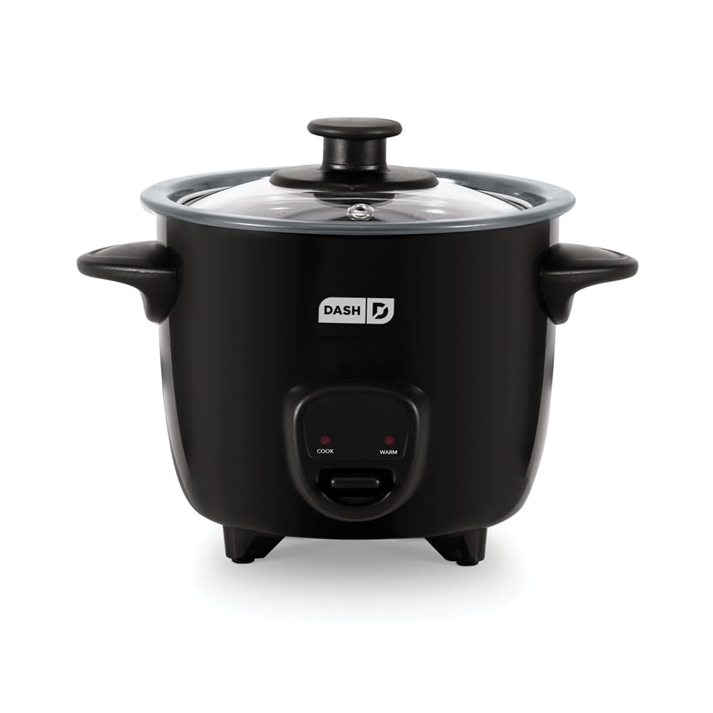 Dash Mini Ceramic Rice Cooker - Designed for Single-Serve Cooking - Compact Rice Cooker with Nonstick Removable Pot, Keep Warm Function & Easy-to-Clean Sleek Design - Black Ceramic