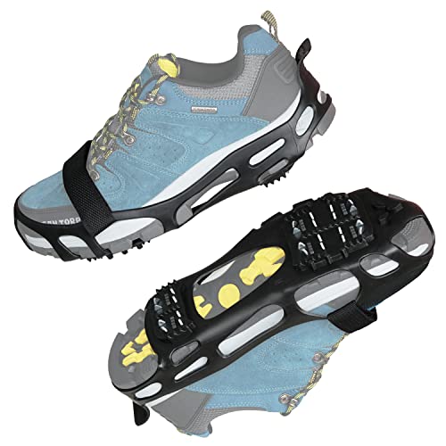Ice Cleats Crampons for Shoes and Boots Anti Slip Snow Cleats Ice Shoes Grippers 24 Studs Crampons for Hiking Boots Women ...