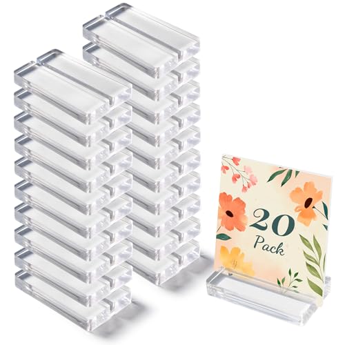 OUTNEE Acrylic Place Card Holders - 4 Inch Clear Table Number Holders Display Stand for Wedding Sign Name Card Menu Photo...
