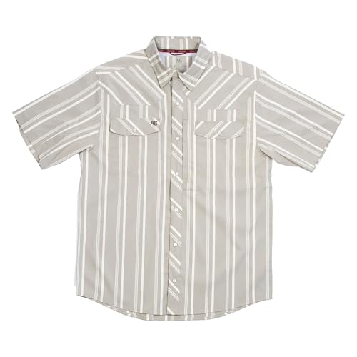 AG-GEAR Men's Short Sleeve Stockyard Pearl Snap Shirt, Breathable Button-Down Western Shirt for Men