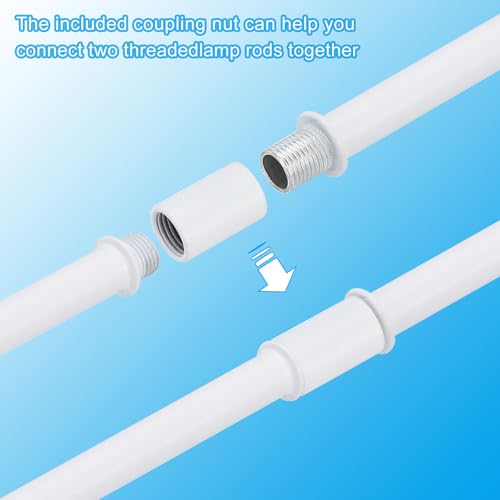 Straight Pipe Lamp Stems Rod Kit, 4Set M10 Carbon Steel 200mm(7.87") Long Double End Thread Rod with Coupling Nut Sleeve C...