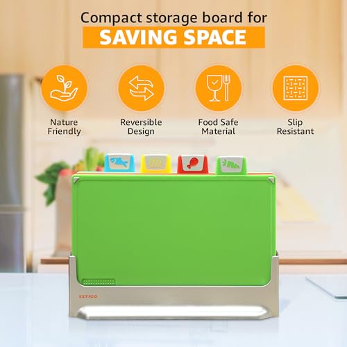 EZTICO Cutting Board Set: 4-Piece Color-Coded, Non-Slip, BPA-Free, Perfect kitchen essentials for new home, Dishwasher Saf...