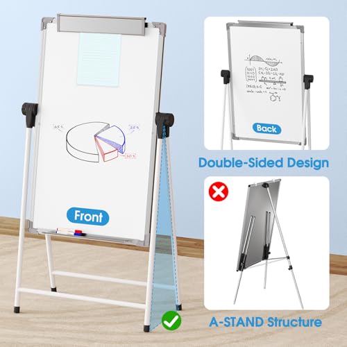 (Bundle of 2 Set) MaxGear Large White Board with Stands, 36" x 24" Big Easel Whiteboard Double Sided Easel Dry Erase Board...