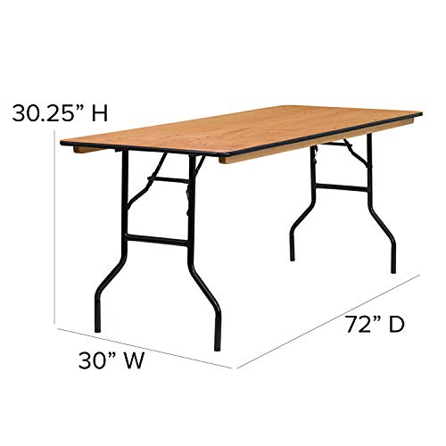 Flash Furniture Gael 6' Wood Folding Training and Event Table, Rectangular Folding Training Table with Smooth Clear Coated...