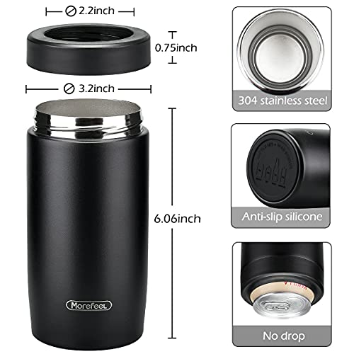Morefeel 4-in-1 Skinny Can Cooler Double Wall Stainless Steel Insulated Can Holder, Works With 12 Oz Slim Can,Standard Can...