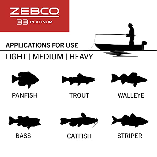 Zebco 33 Platinum Spincast Fishing Reel, Size 30 Reel, Right or Left-Hand Retrieve, 4.7:1 Gear Ratio, Pre-spooled with 10 ...