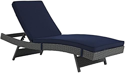 Hawthorne Collections Adjustable Patio Chaise Lounge in Canvas Navy