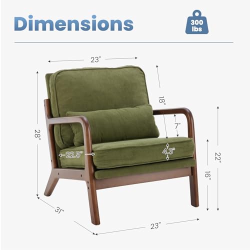 DUMOS Mid Century Modern Chair Set of 2, Accent Chair with Arms and Waist Cushion, Reading Chairs for Adults, Lounge Chair...