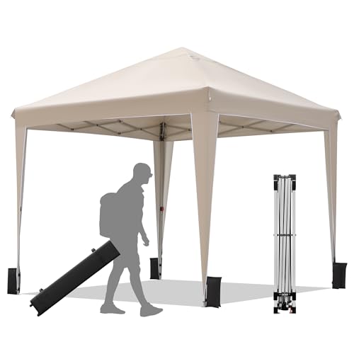 BONTEC 10x10 Pop-Up Canopy Tent, Portable Folding Outdoor Tent, UV 50+ Protection, Waterproof, Adjustable Height, Metal Pa...